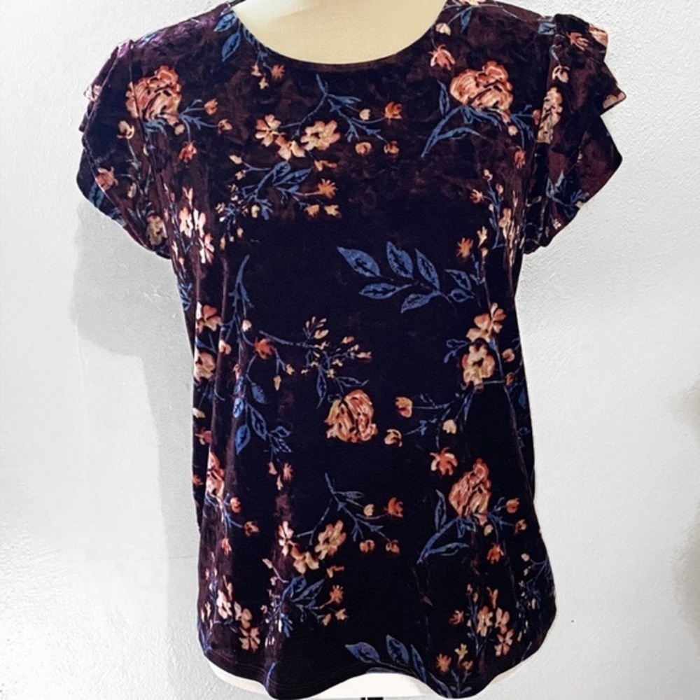 A.N.A velvet floral top size M